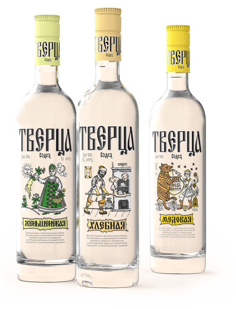 дизайн этикетки водка Тверца, стоимсоть разработки бренда 