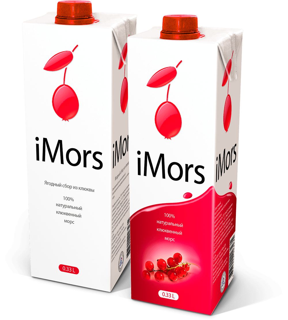 Дизайн упаковки клюквенного морса «iMors», стоимость разработки упаковки